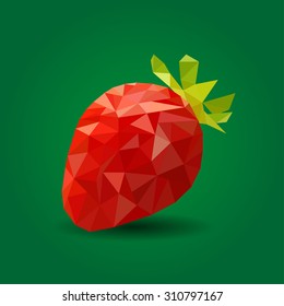 Bright shiny strawberry in polygonal style