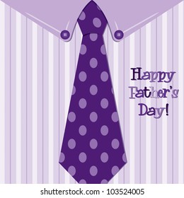 Bright shirt and tie 'Happy Father's Day' neck tie card in vector format.