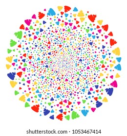 Bright Shit fireworks round cluster. Vector cluster burst created by randomized shit items. Multicolored Vector abstraction.