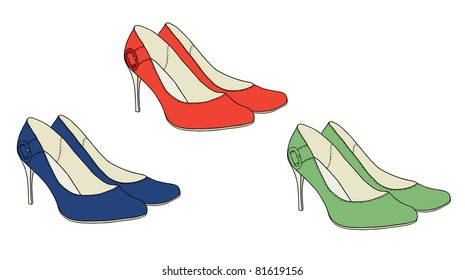 bright shoes with heels vector