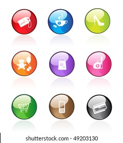 Bright Shopping Aqua Buttons. Bright series royalty free stock vector illustration