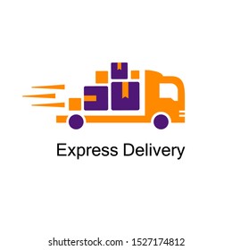 Bright Sign Fast shipping. Delivery truck flat vector icon isolated on white. Express delivery icon concept for websites.