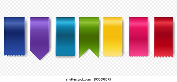 Cinta De Seda Luminosa Set De Fondo Transparente Aislado Con Malla De Gradiente, Ilustración Vector