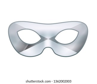 Bright silver masquerade mask isolated on white