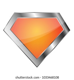 Bright silver superhero logo on white background. Vector illustration. Glossy diamond logo.