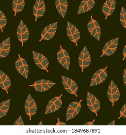 Bright simple autumn leaves seamless pattern. Cute modern autumn elements 