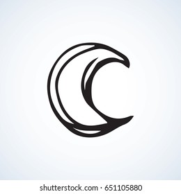 Bright simple cute shape. Fiery element form template on white backdrop. Freehand linear black ink hand drawn picture emblem sketchy in art retro scribble style pen on paper with copyspace for text