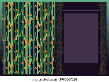 diseño luminoso y sencillo de banner decorativo con flores planas estilizadas. flor silvestre de estilo Art Nouveau. perfecto para empaque, tarjetas, invitaciones, tejidos, impresiones. EPS10