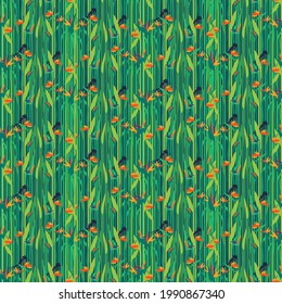 bright simple decorative seamless pattern depicting flat stylized flowers. wild flower drawn in art nouveau style. perfect for packaging, cards, invitations, fabrics, prints. EPS10