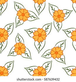 Bright Simple Floral Pattern. Seamless Texture with Cute Flowers for Baby Textile, Cloth, Fabric, Wallpaper
