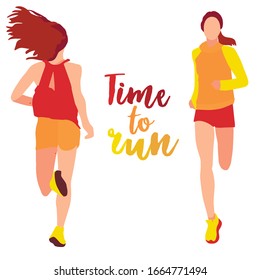 
Bright and simple illustrations of running exercises and time to do sports