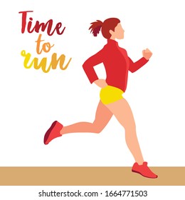 
Bright and simple illustrations of running exercises and time to do sports