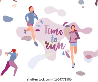
Bright and simple illustrations of running exercises and time to do sports