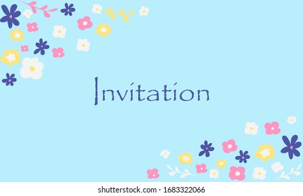 Bright simple invitation with flowers. Vector 