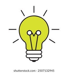 Bright and simple lightbulb vector icon representing creativity, innovation, and bright ideas. Ideal for design projects, presentations, and branding.