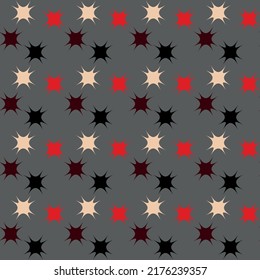 Bright simple seamless pattern with multi-colored stars on a gray background.