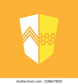 Bright simple shield badge logo. White and yellow colored vector logo. Suitable for company, charity, institution, office, industry, school, and business. - Powered by Shutterstock - Get 15% off with code: PIKWIZARD15