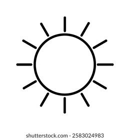  bright and simple sun icon, perfect for weather apps, summer themes, and energy-related designs. Ideal for websites, graphics, and user interfaces.