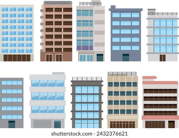 Fondo del paisaje urbano simple brillante. Edificios comerciales públicos en el paisaje urbano. Paisaje de la ciudad y calle. arquitectura moderna. ilustración vectorial
