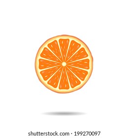 Bright single orange slice on white background