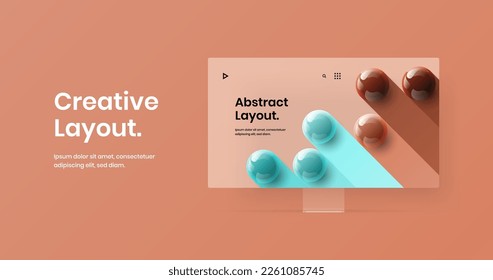 Bright site screen vector design template. Original monitor mockup web project layout.