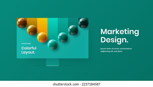 Bright site vector design concept. Colorful desktop mockup landing page template.