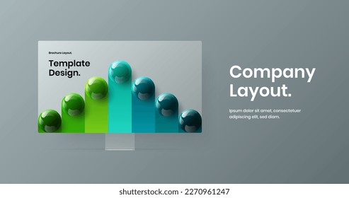 Bright site vector design template. Creative computer monitor mockup web project illustration.