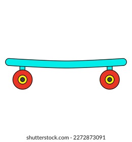 Bright skateboard doodle style flat vector illustration