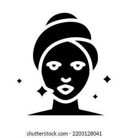 Icono sólido de piel brillante. Belleza Tratamiento facial cosmético y Spa. Para presentación, diseño gráfico, aplicación móvil o interfaz de usuario. Ilustración vectorial.