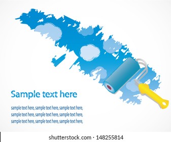 Bright sky appearing from white, empty background. Vector with a paint roller