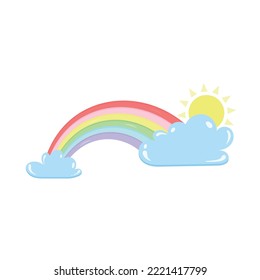 bright sky and filled with colorful rainbows