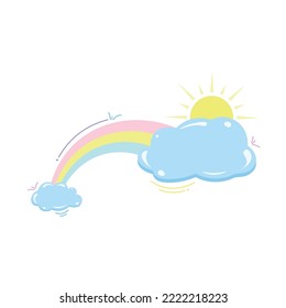 bright sky and filled with colorful rainbows