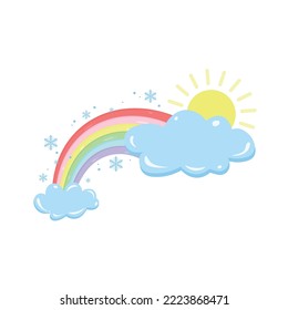 bright sky and filled with colorful rainbows