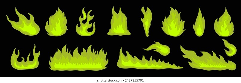 Bright small and large fire. Types of fire. Fire and fireball. EPS 10.