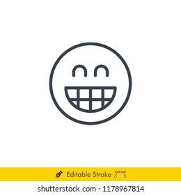 Bright Smile Emoji (Emoticon) Icon / Vector - In Line / Stroke Design