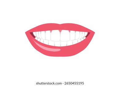 Bright smile illustration showing clean white teeth and pink lips. Ideal for dental ads, posters, and cosmetic visuals.