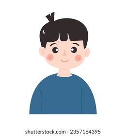 A Bright Smiley Boy Illustration. Boy with blue shirt illustration. 
