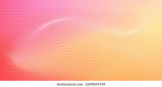 Bright and smooth gradient background blending pink, orange, and yellow hues. Modern line wave. Modern Trendy design in Vector Illustration
