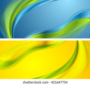 Bright smooth waves banners design. Vector background