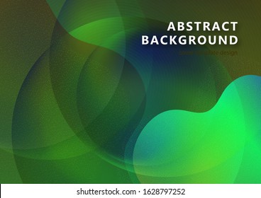 Bright smooth wavy shapes, transparency, many particles. Corporate design template, digital curve, presentation element, banner design. Vector illustration