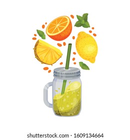 Bright Smoothie Rich of Vitamins Vector Illustration