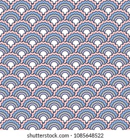 Bright snake skin scales squama background, vector seamless fabric pattern, tiled textile print. Traditional chinese squama scales seamless arc tiles motif. Wrapping paper pattern.