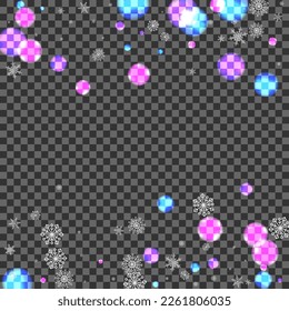 Bright Snowfall Background Transparent Vector. Blur Sparkle Frame. Gray Xmas. Black Circle Brilliance. Fall Illustration.