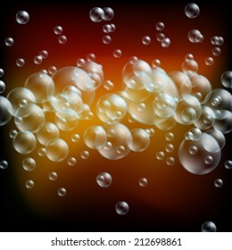 bright soap bubbles on a red background