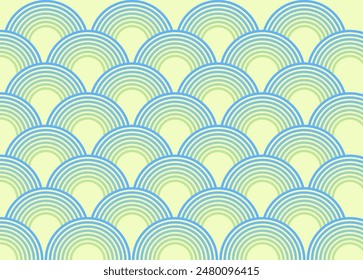 Bright soft blue green gradient pattern background of scales or waves