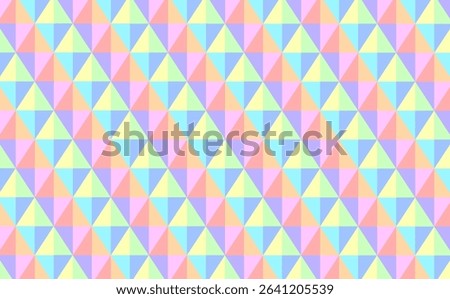 Bright and soft pastel triangle seamless pattern, perfect for baby product packaging, children's decor, nursery wallpapers, scrapbooking, and fun cheerful branding needs. The gentle color combination 