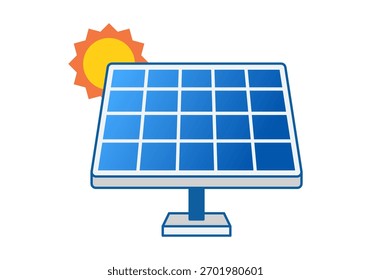 Ícone de painel solar brilhante simbolizando eletricidade verde e conceito de energia sustentável.