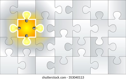 Bright Solution-Glowing Jigsaw Puzzle with idea light bulbs