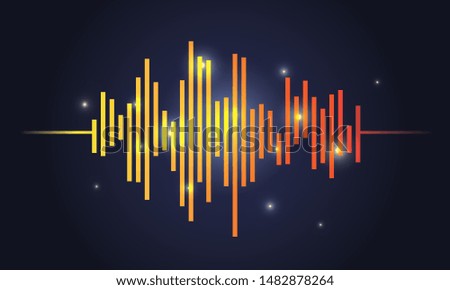 Bright sound or audio wave. Abstract dynamic music background. Voice recognition technologies