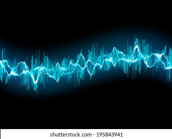 Bright sound wave on a dark blue background. EPS 10 vector file included